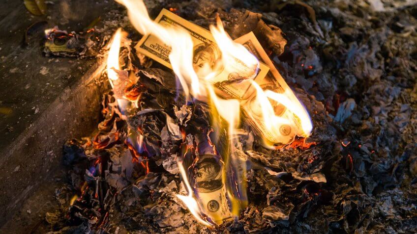 burning, cash, fire, money
