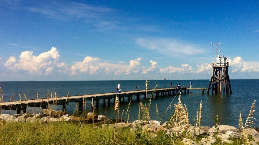 Pier at eastern point of Dauphin Island AL.