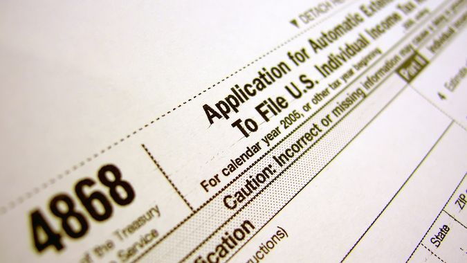 Tax form 4868 - Filing Extension.