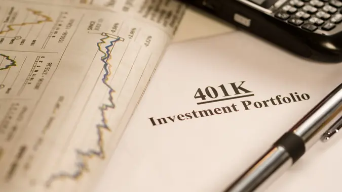 Macro of a 401k investment portfolioCheck out my other business and financial concept images.