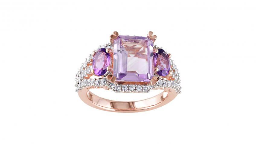 Gemstone Sterling Silver Three-Stone Ring