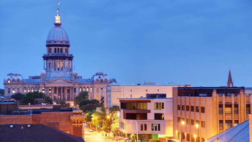 The Illinois State Capitol, located in Springfield, Illinois, is the building that houses the executive and legislative branches of the government of the U.