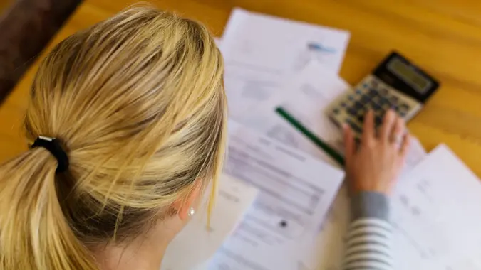 bills, calculator, debt, payment, taxes