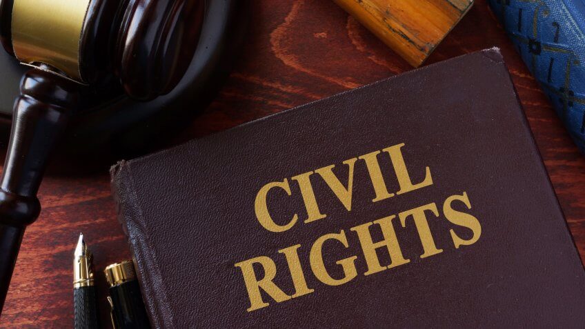 Civil Rights title on a book and gavel.