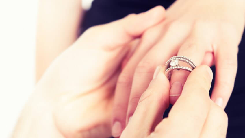 "Diamond Ring, Adult, Affectionate, Bride, Close-up, Dating, Diamond, Engagement, Engagement Ring, Female, Flirting, GROOM, Gift, Holding Hands, Homosexual Couple, Human Finger, Human Hand, Human Thumb, Jewelry, Married, Newlywed, Partnership, Precious Gem, Ring, Solitaire", Touching, Valentine's Day, Wedding, Wedding Ceremony, Wedding Ring, care, heterosexual couple, love, mature adult, men, people, romance, togetherness, two people, women