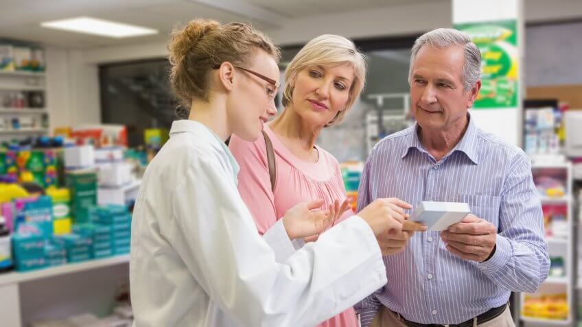 10936, Doctor, Drugs, Horizontal, Pharmacy, Seniors, pharmacist-helping-senior-couple-medicine