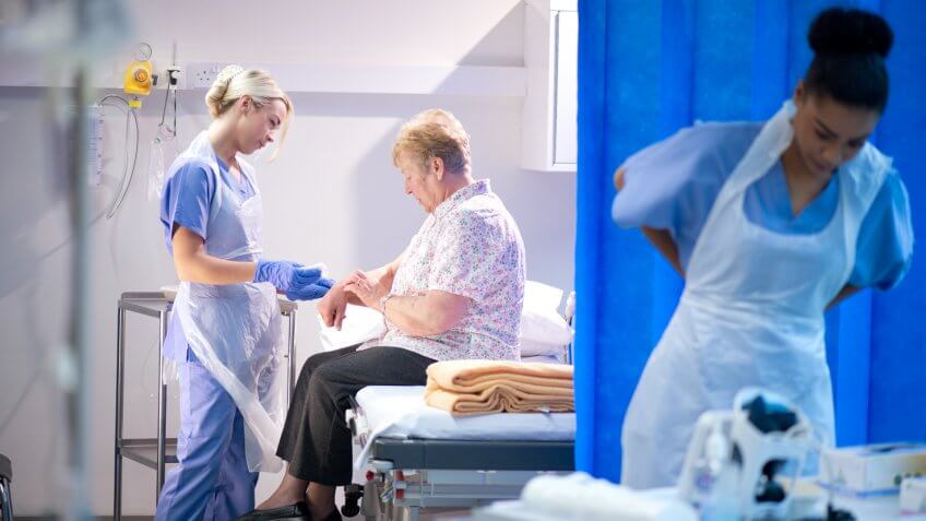 senior woman has hospital check.