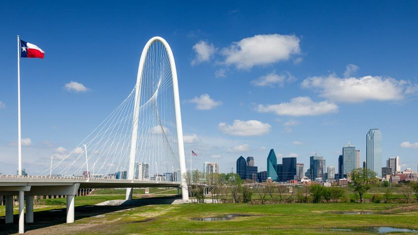 Dallas, Texas, USA-March 31, 2013: Margaret Hunt Hill Bridge opened in 2012.