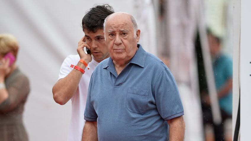 MONACO - JUNE 26: Sergio Alvarez Moya and Amancio Ortega Gaona attend the International Monte-Carlo Jumping at Port Hercule on June 26, 2014 in Monaco, Monaco.