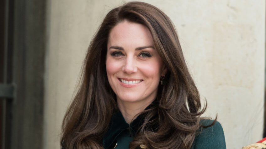 The Duchess of Cambridge Kate Middleton at the Elysee Palace with her husband the Duke of Cambidge to speak with the French President.