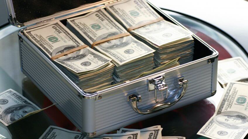 cash, suitcase