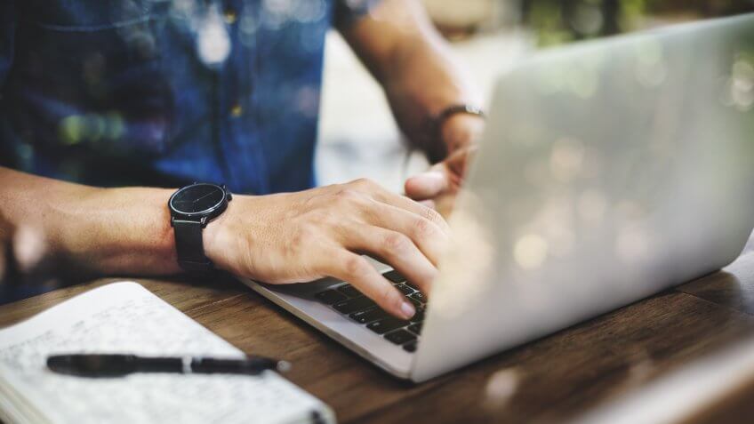 man working on laptop