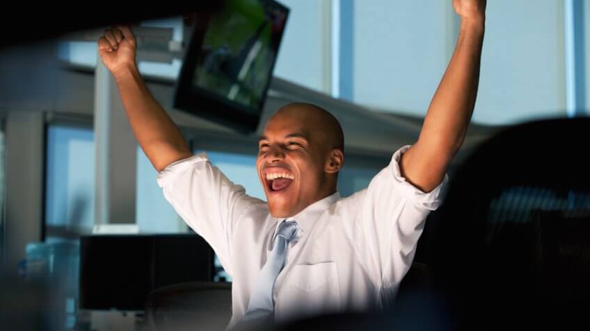 Businessman celebrating success.