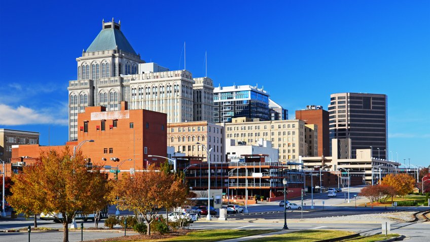 Greensboro downtown skyline at Autumn.