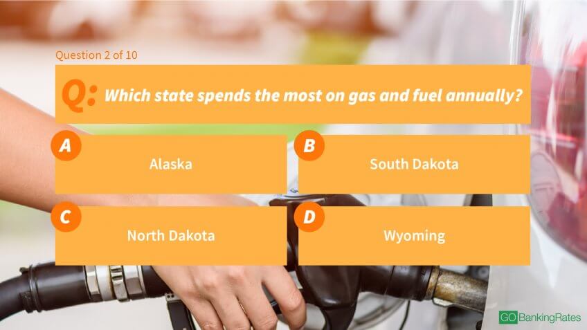 2. Which state spends the most on gas and fuel annually?