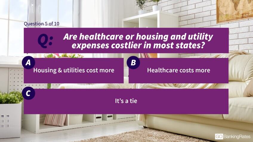 5. Are healthcare or housing and utility expenses costlier in most states?
