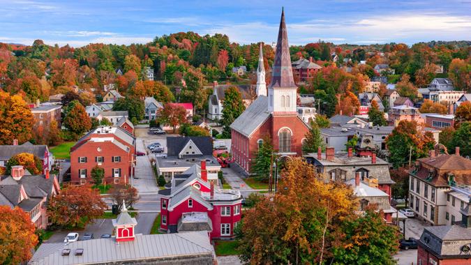 Montpelier, Vermont, USA town skyline.
