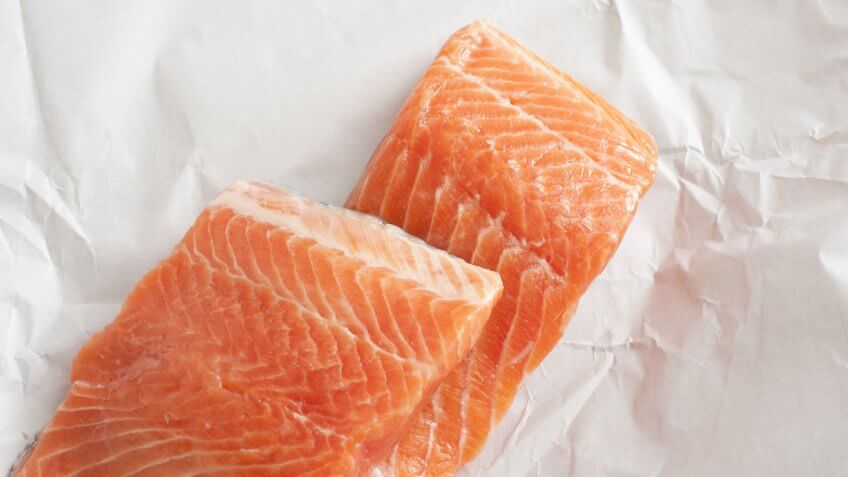 two fresh salmon slices