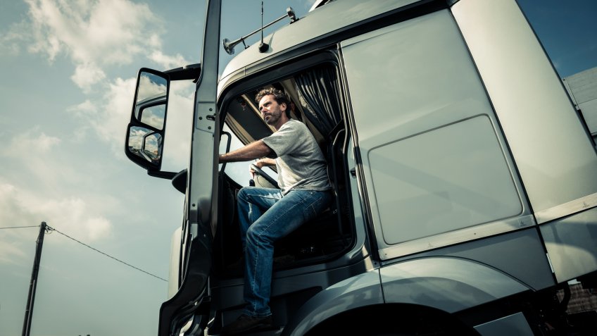 Truck driver coming out of track.
