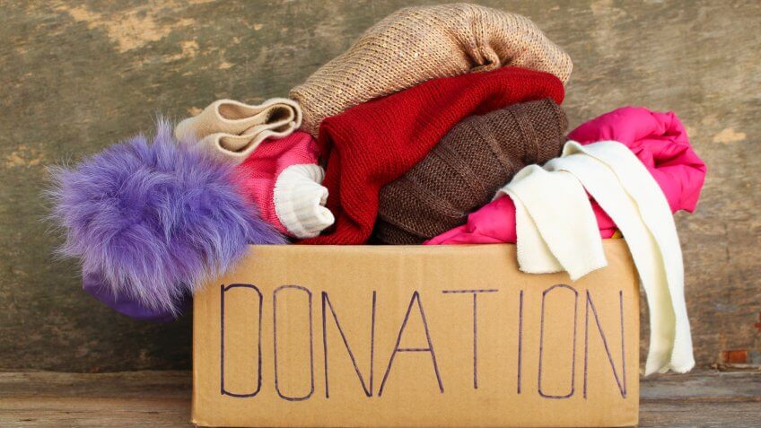 Donation box with clothes