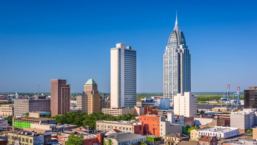 Mobile, Alabama, USA downtown skyline.