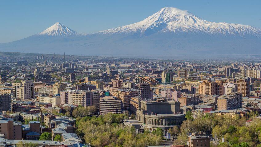 Mount Ararat and the Yerevan skyline.