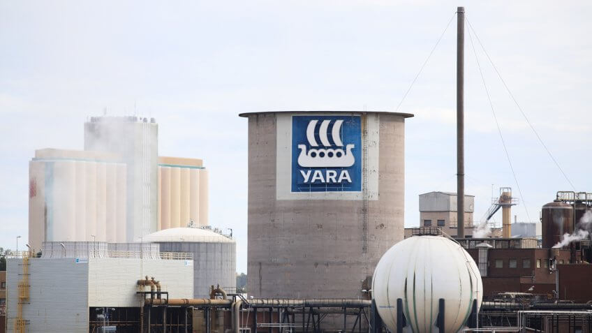 KOPING, SWEDEN - SEPTEMBER 16, 2017: Yara international industry in Koping, Sweden.