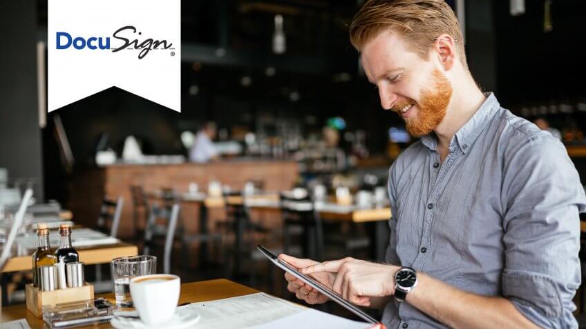 businessman-working-while-taking-break