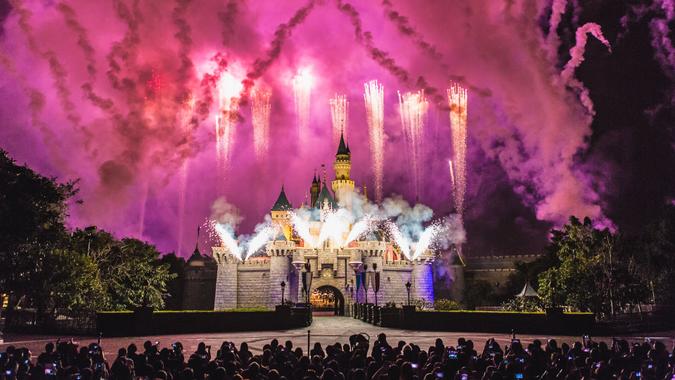 Disneyland, Disneyland Resort, castle, fireworks, theme park