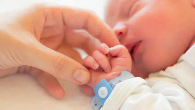 Newborn baby boy sleeping