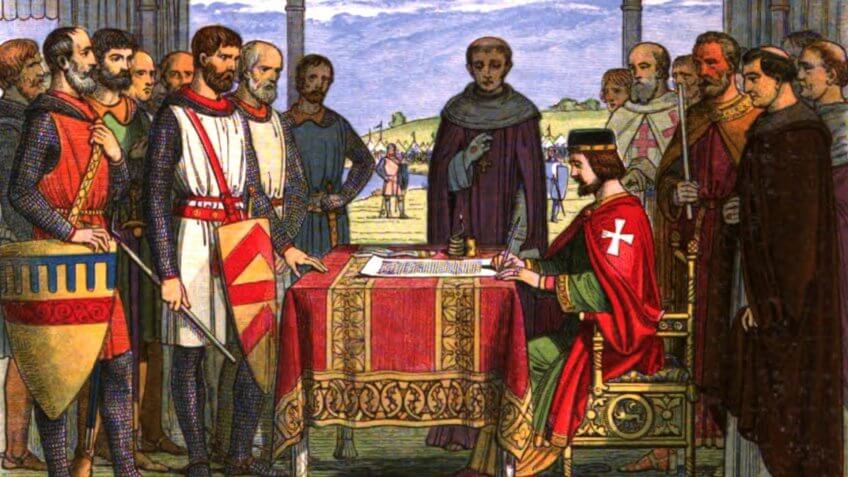 King John signs the Magna Carta.
