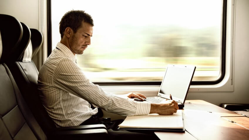businessman on train