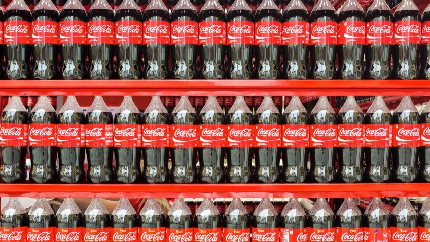 Plastic bottles of Coca Cola