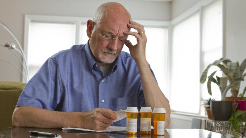 Headache, elderly man, healthcare, healthcare costs, prescription, senior