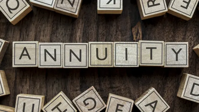 wooden block spelling out annuity