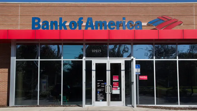 Jacksonville, FL, USA - November 28, 2013: A Bank of America branch bank located in Jacksonville, Florida on November 28, 2013.