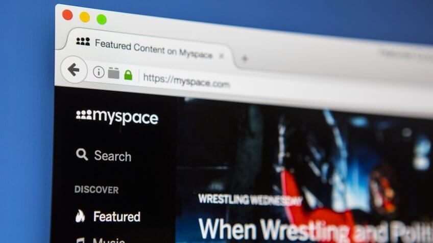 LONDON, UK - APRIL 20TH 2017: The homepage of the official Myspace social networking website on 20th April 2017.