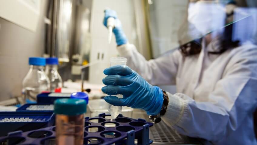 young doctor researches in lab.
