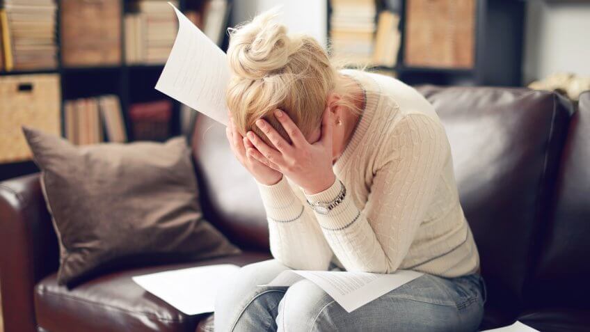 blonde woman at home