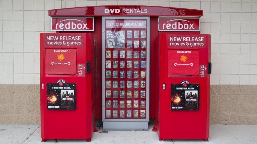 JACKSONVILLE, FL-APR 8: A DVD Rental Redbox Kiosk in Jacksonville, Florida on April 8, 2012.