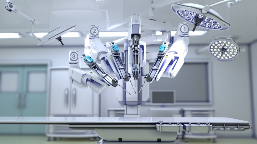3D illustration of surgical robot.