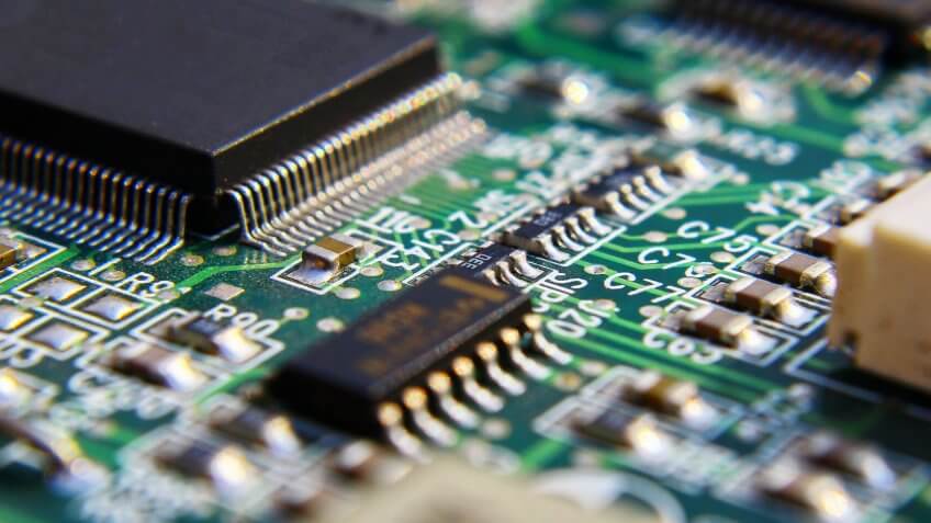 Printed Circuit Board with many electrical components.
