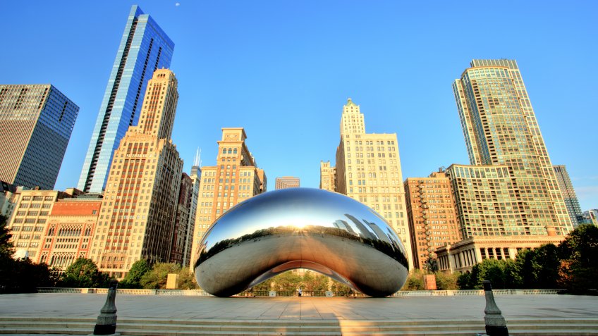 Chicago, United States - September 3, 2015: Cloud Gate in Millennium Park.