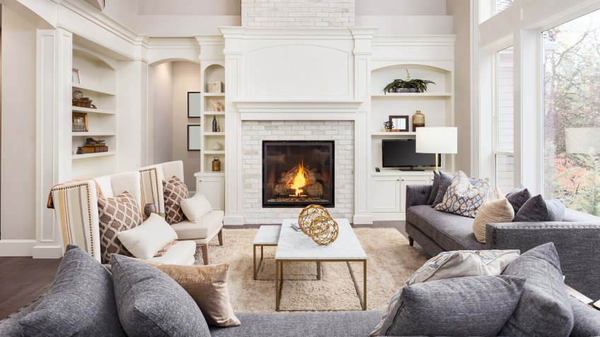 living room in newly constructed luxury home.
