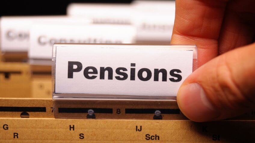 pension pension or retirement concept with word on business office folder index.