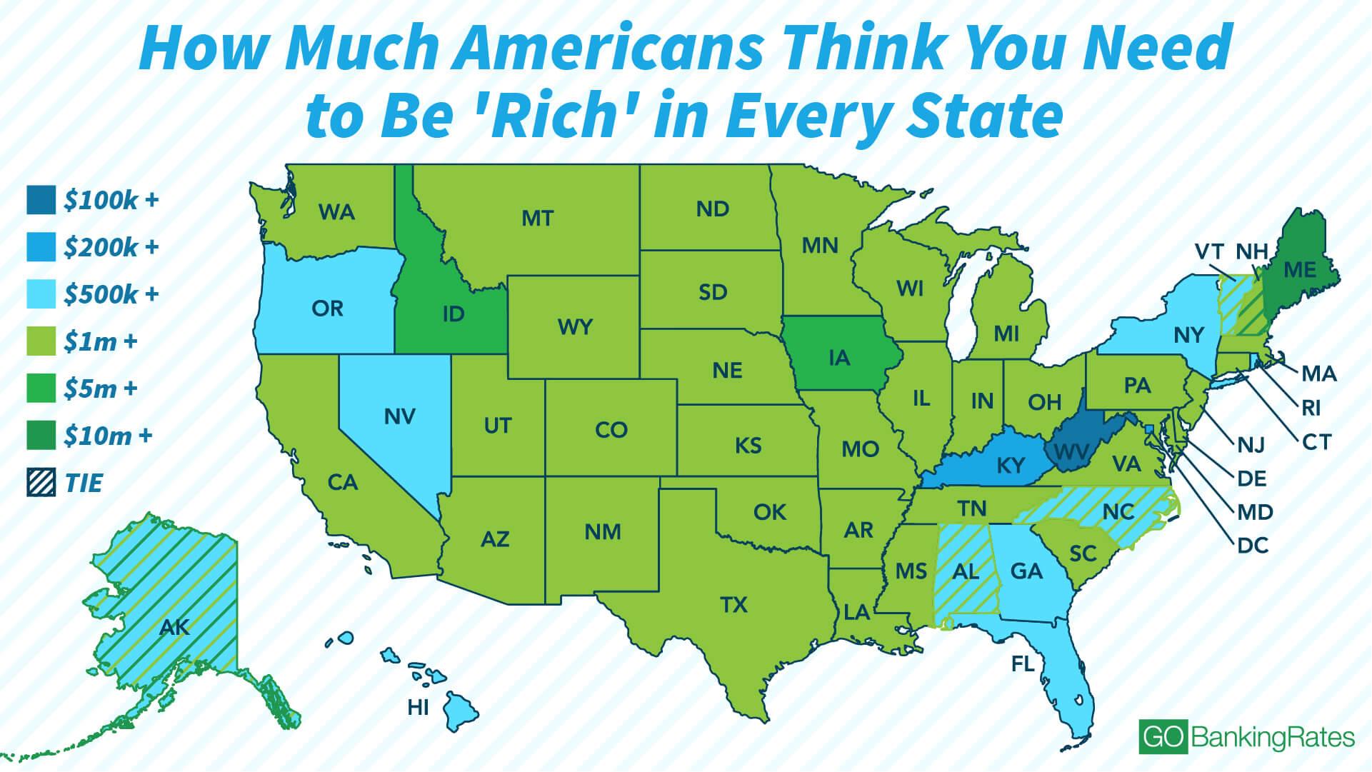 How Much Americans Think You Need to Be "Rich" in Every State