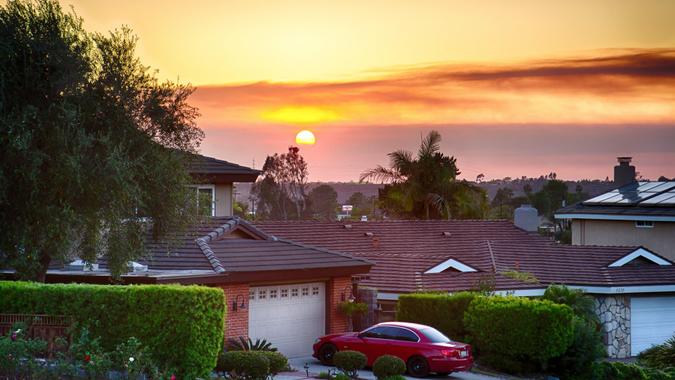 This HDR shot is from our street looking North-West as the sun sets.