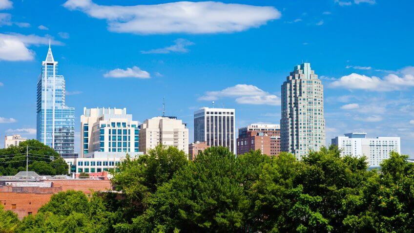 Downtown Raleigh, North Carolina On A Sunny Day.