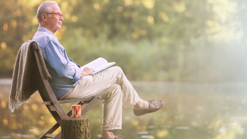 70-74 years, Carefree, Caucasian, Chair, Environment, Eyeglasses, Focus On Foreground, Germany, Hamburg, One Person, River, Secrets About Retiring That No One Wants to Talk About, Travel Destinations, Vacations, Water, active seniors, aging, blanket, book, coffee, coffee cup, color image, copy space, day, dock, drinking, food and drink, full length, getting away from it all, gray hair, holding, horizontal, jetty, lake, legs crossed, leisure, lifestyle, man, nature, outdoors, people, photography, pier, pond, reading, recreation, relaxation, retirement, senior adult, senior men, side view, sitting, solitude, travel, viewing, watching, waterfront, weekend activities