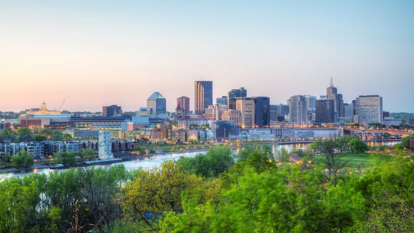 Overview of downtown St. Paul, MN